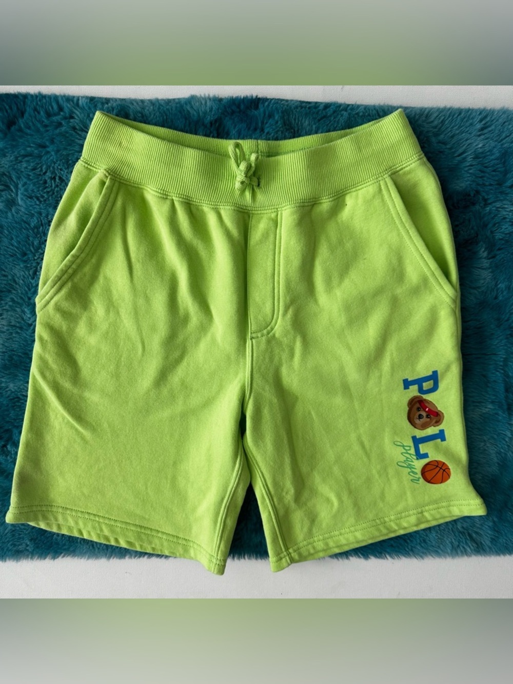 Polo by Ralph Lauren Neon Green Drawstring Kids Shorts Size M 10-12